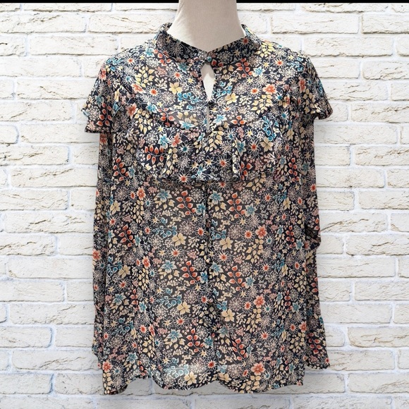 Flying Tomato Tops - Flying Tomato Floral Print Women's Top / Blouse Size 2X